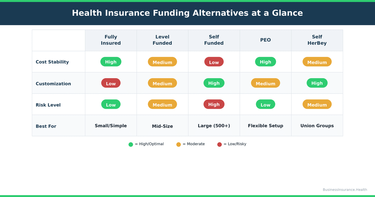 Health Insurance Funding Alternatives Comparison - Fully insured vs self-funded vs level-funded